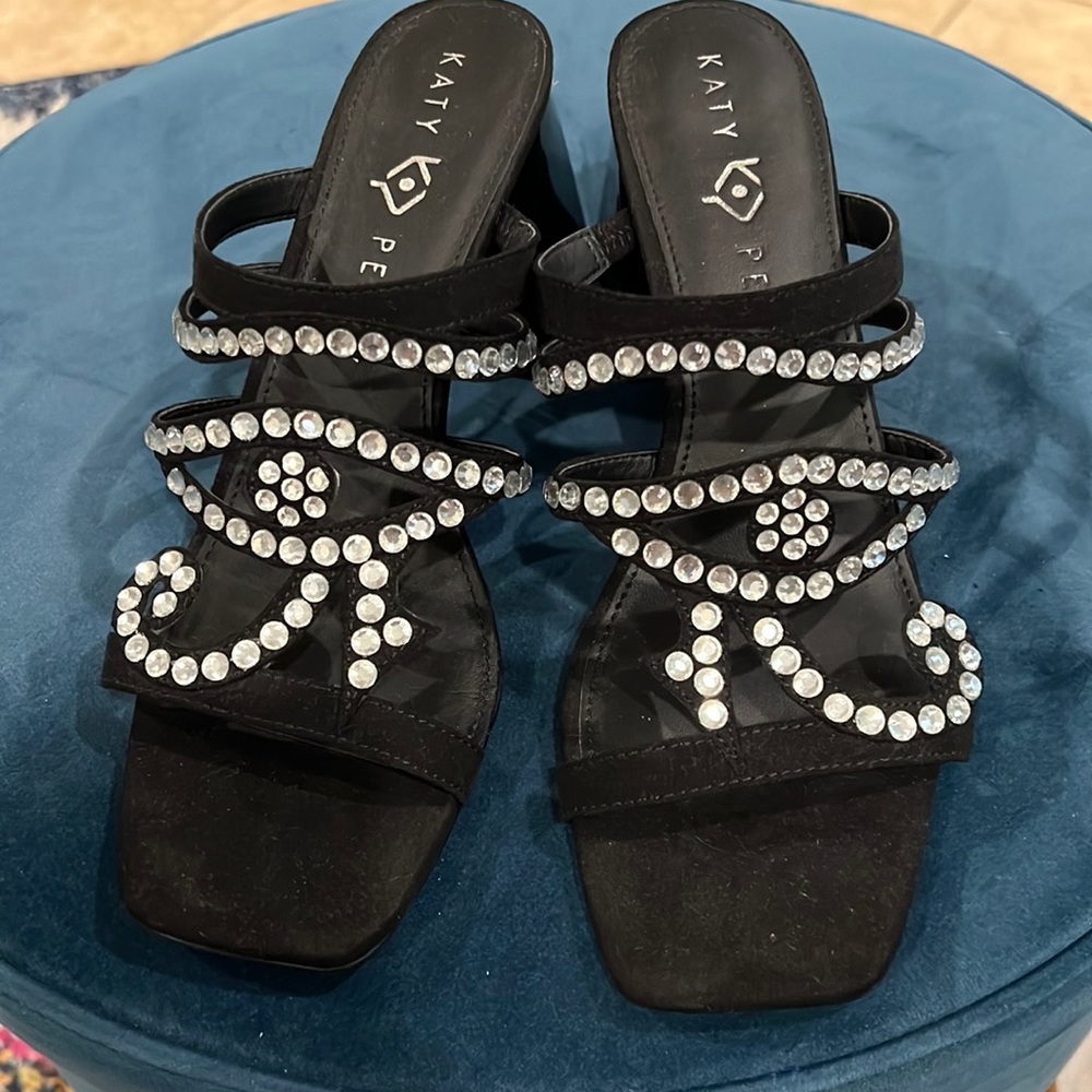 Katy Perry Heels with Horus Eye clear Rhinestone.